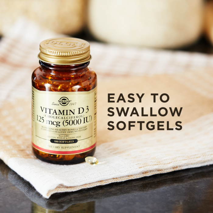 SOLGAR VITAMIN D3 (CHOLECALCIFEROL) 125 MCG (5,000 IU) SOFTGELS 100's - Med7 Online
