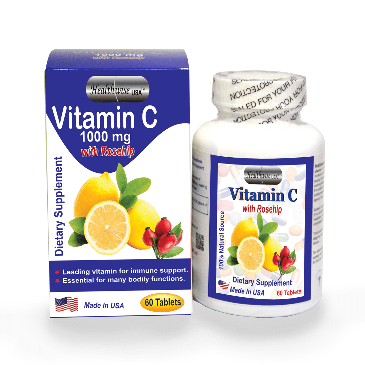 Healthwise Vitamin C with Rosehips 1000mg, 60's - Med7 Online