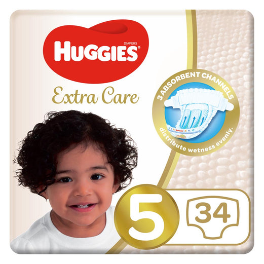 Huggies Extra Care Diapers Size 5 Value Pack 12-22 kg, 34 Pcs