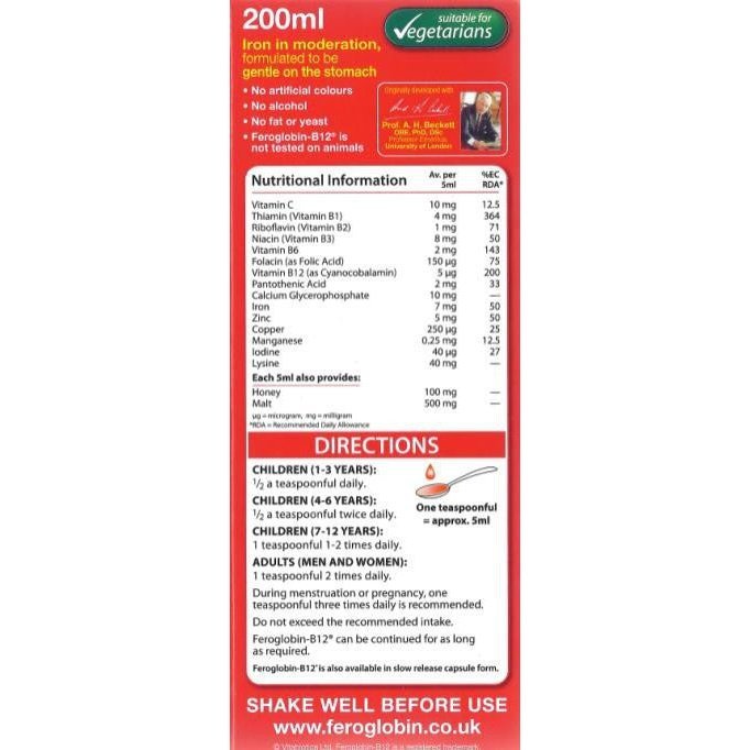 VITABIOTICS FEROGLOBIN B12 SYRUP 200ML