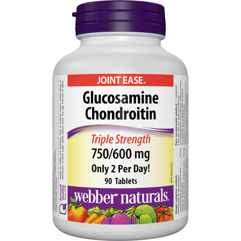 Webber Naturals  Glucosamine Chondroitin, Triple Strength 750/600 mg 30 Tablets - Med7 Online