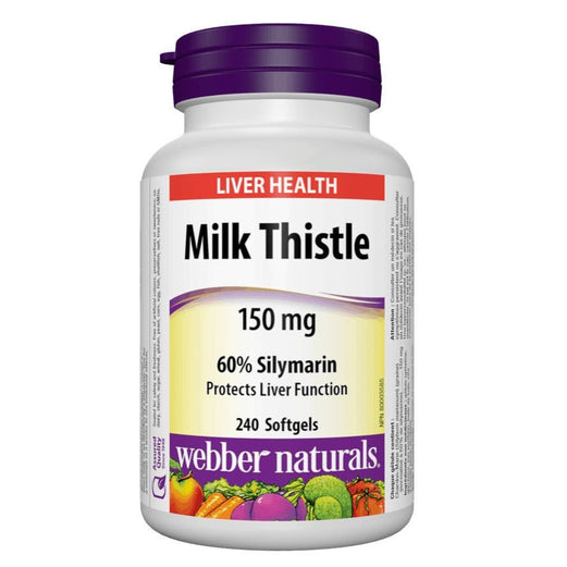 Webber Naturals Milk Thistle 150 mg 60% Silymarin 250 Softgels - Med7 Online