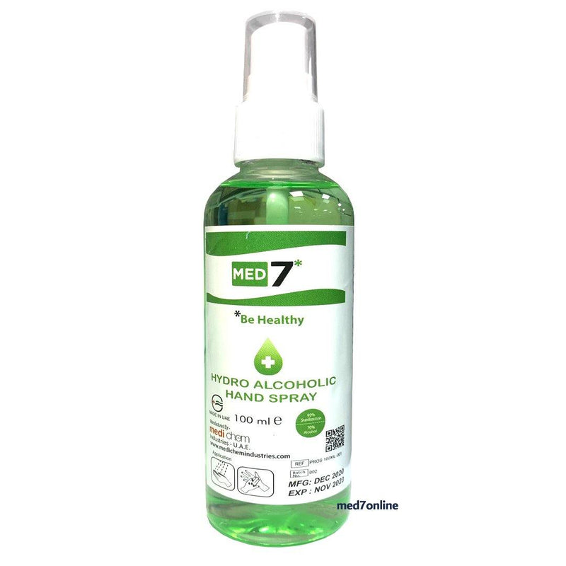 MED7 Hydro Alcoholic Hand Sanitizer Spray, 100ml - Med7 Online
