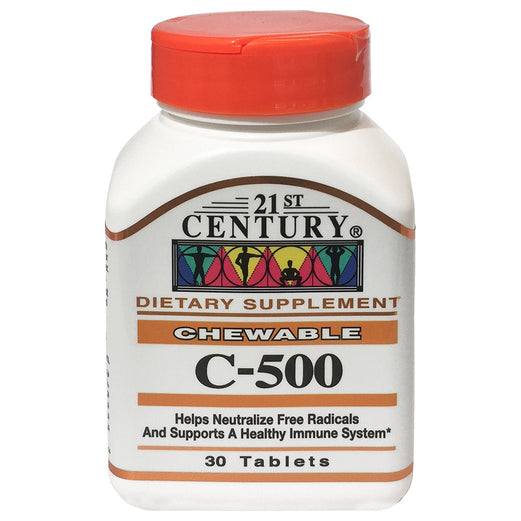 21st century chewable c 500mg orange flavored tablets 30s - Med7 Online
