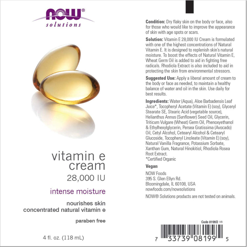 NOW Solutions Vitamin E Cream 28000iu 4oz - Med7 Online